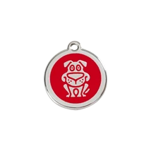 Red Dingo Rozsdamentes kutya mintás acél biléta piros