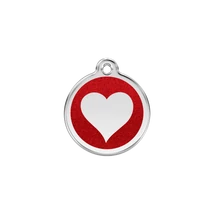 Red Dingo Csillámos Rozsdamentes szív mintás acél biléta piros