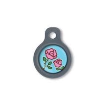 Blucky Blooming Rose Turquoise Blue Dog Tag small