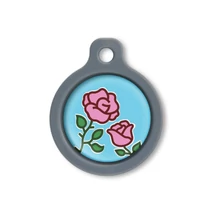 Blucky Blooming Rose Turquoise Blue Dog Tag medium