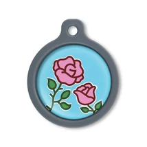 Blucky Blooming Rose Turquoise Blue Dog Tag large