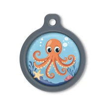 Blucky Octo Turquoise Blue Dog Tag large