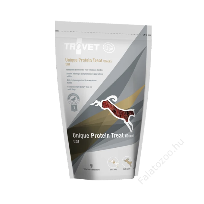 TROVET Unique Protein Treat Duck (UDT) DOG jutalomfalat kutyáknak, 125g